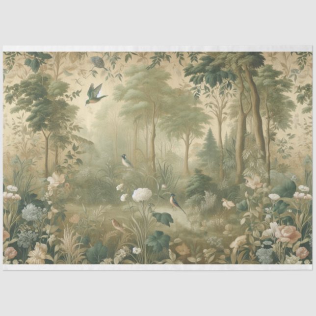 Papel de desahucio Botánico, Aves, Bosque (Anverso)