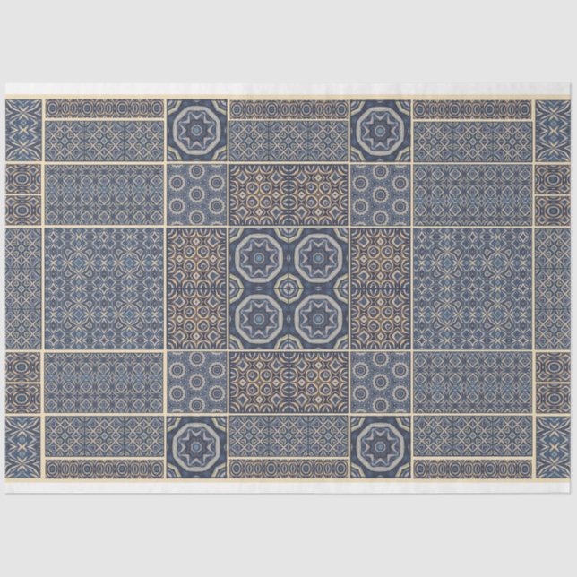Papel de descomposición de azulejos de diseño azul (Anverso)
