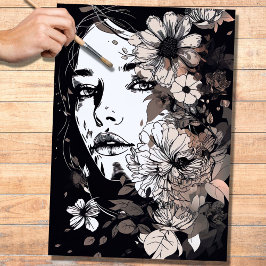 Papel de descomposición de Line Art Woman 1