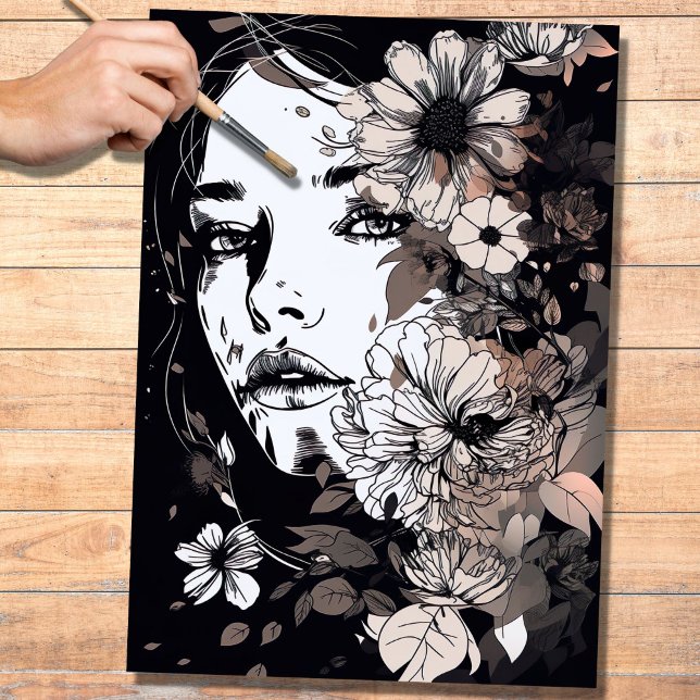 Papel de descomposición de Line Art Woman 1 (Subido por el creador)