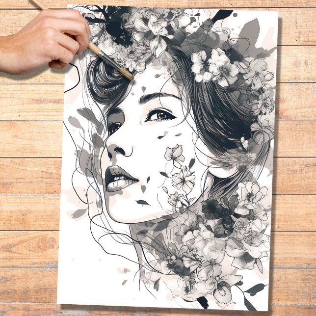 Papel de descomposición de Line Art Woman 2 (Subido por el creador)