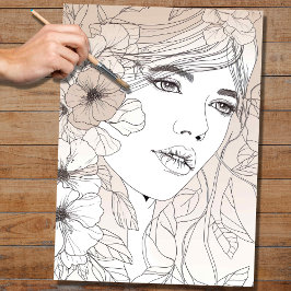 Papel de descomposición de Line Art Woman 6
