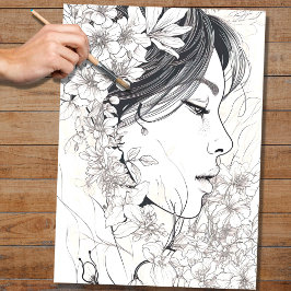 Papel de descomposición de Line Art Woman 7