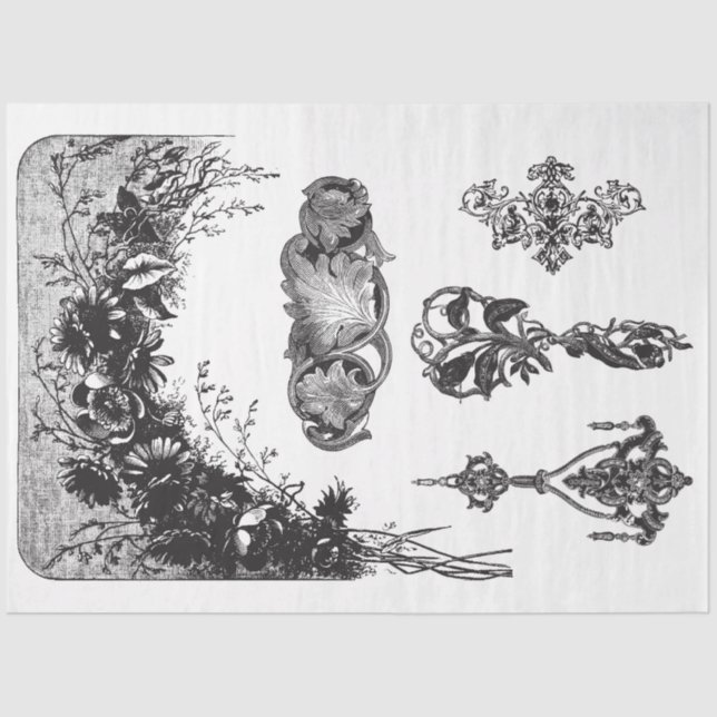 Papel de descomposición de varios motivos en blanc (Anverso)