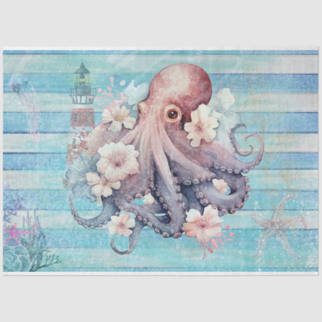 Papel de descomposición del pulpo floral azul: náu (Anverso)