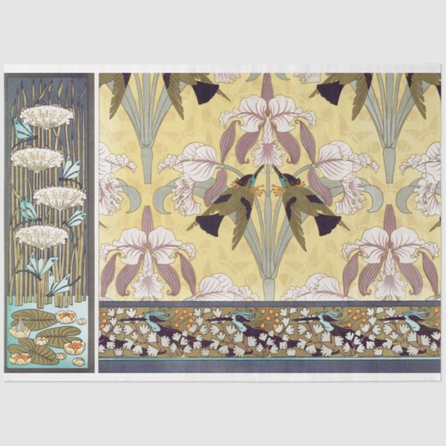 Papel de descomposición floral Art Deco Irises (Anverso)