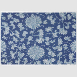 Papel de descomposición floral azul y blanco