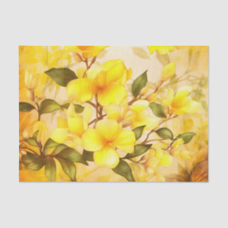 Papel de descomposición floral tropical amarillo P