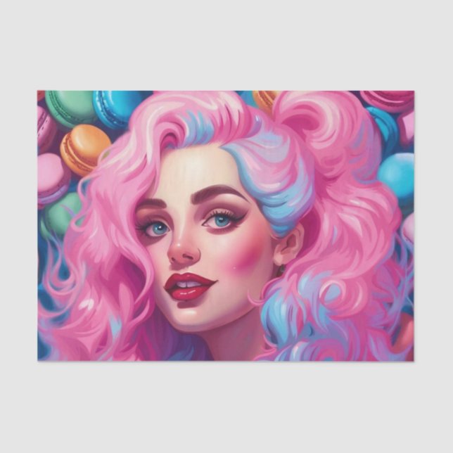 Papel de desconchado rosa y azul de los Macaron Cu (Anverso)