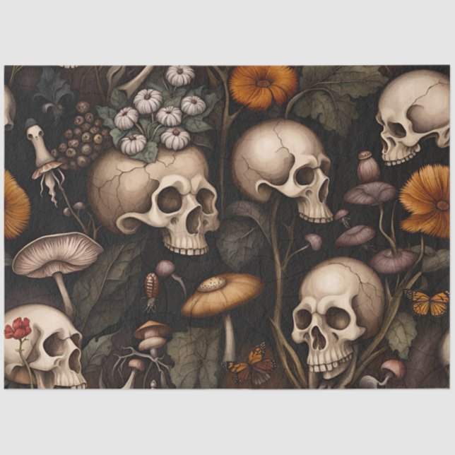 Papel de desenlace de cráneo oscuro gótico de Hall (Anverso)