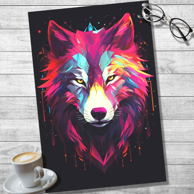 Papel de desenlace de lobo geométrico con faceta (Subido por el creador)