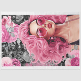 Papel de deshielo para mujer de Shabby rosa y negr