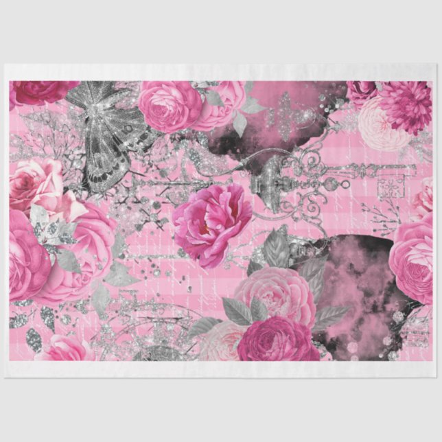 Papel de deshielo rosa y negro de Shabby Glam Cout (Anverso)