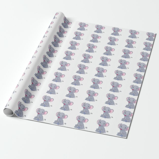 Papel de embalaje adorable del elefante (Desenrollado)
