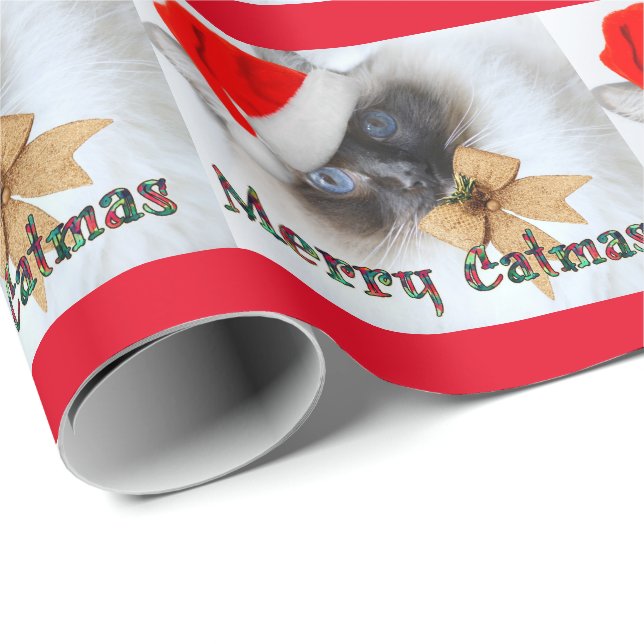 Papel de embalaje adorable del navidad del gato de (Esquina del rollo)