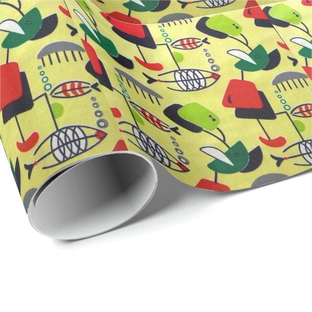 Papel de embalaje atómico moderno de los pescados (Esquina del rollo)