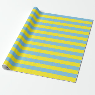 Papel de embalaje azul claro y amarillo grande de