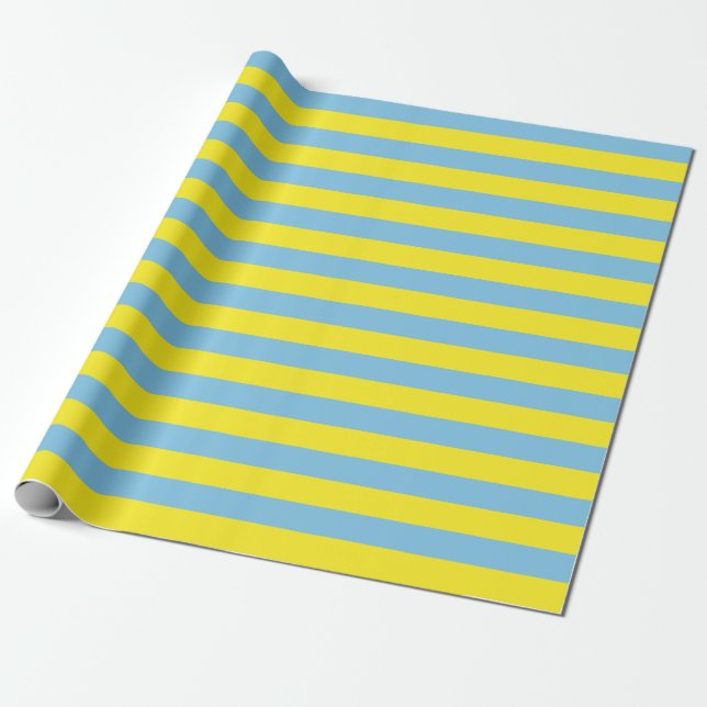 Papel de embalaje azul claro y amarillo grande de (Desenrollado)