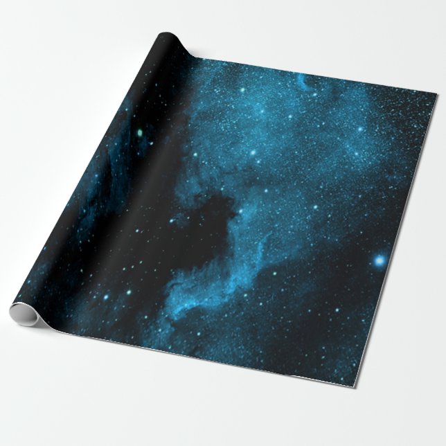 Papel de embalaje azul de la galaxia (Desenrollado)