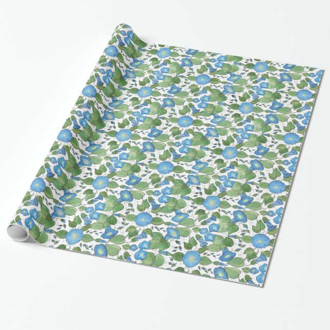 Papel de embalaje azul nostálgico de la correhuela (Desenrollado)