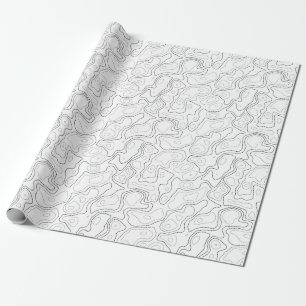 Papel de embalaje blanco negro del modelo del mapa