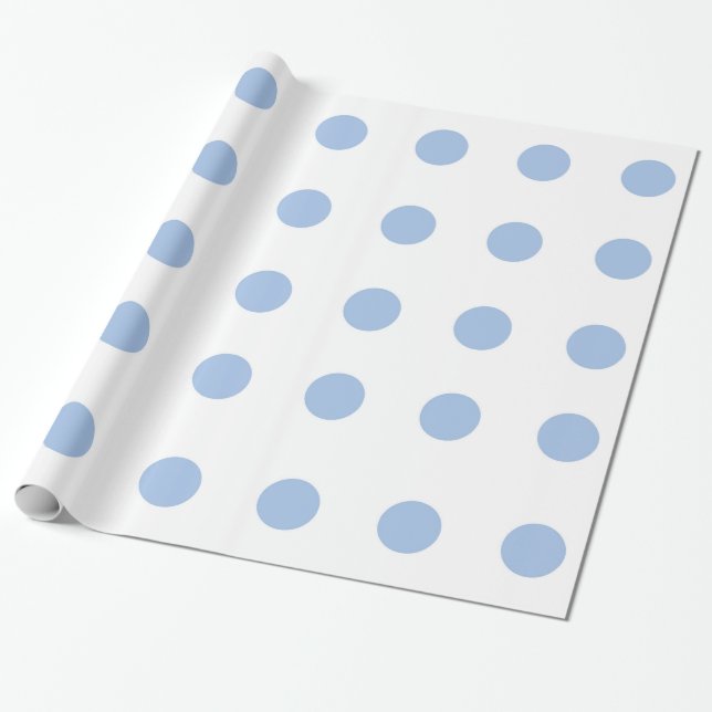 Papel de embalaje blanco y azul claro del lunar (Desenrollado)