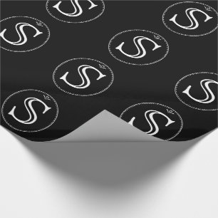 Papel de embalaje blanco y negro del monograma