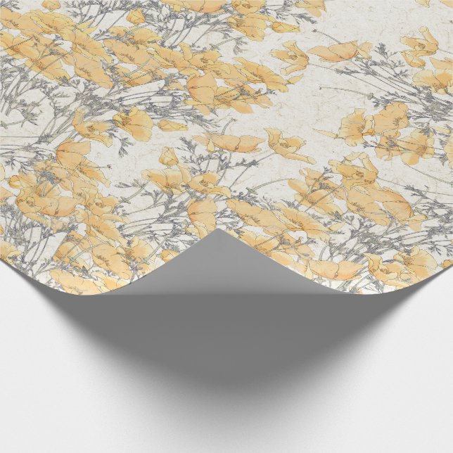 Papel de embalaje botánico de las flores de la (Esquina)