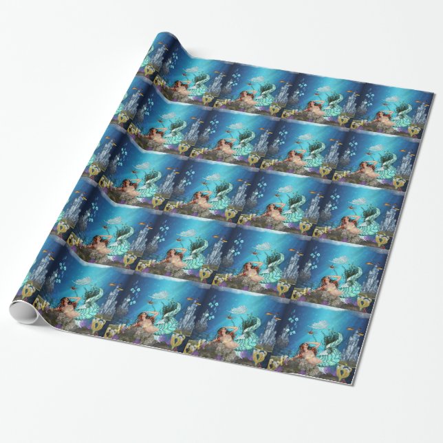 Papel de embalaje brillante de la sirena de la (Desenrollado)