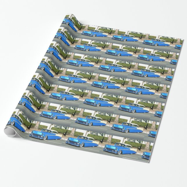 Papel de embalaje clásico azul del coche (Desenrollado)