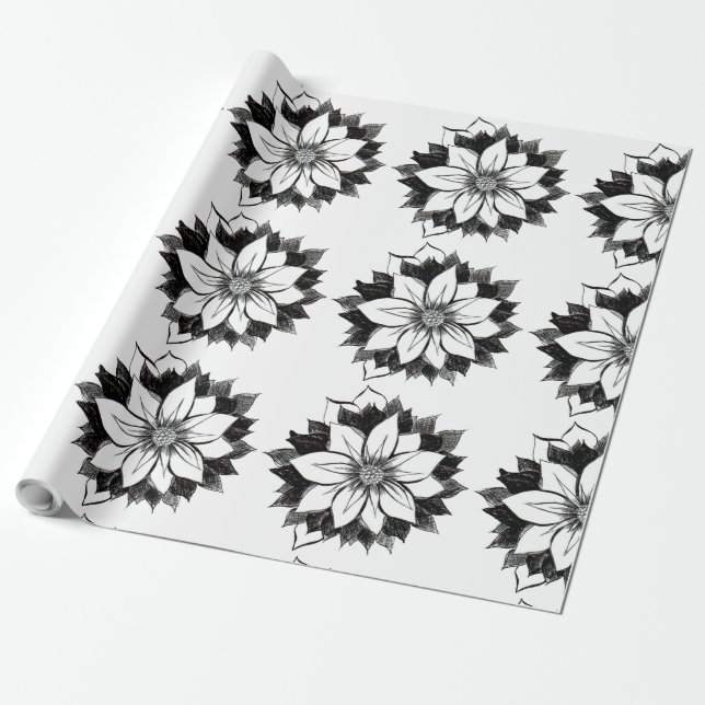 Papel de embalaje CLÁSICO del POINSETTIA (Desenrollado)