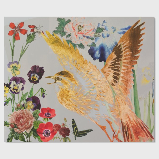 Papel de embalaje COLOR DE ROSA del PÁJARO (Superficie plana)