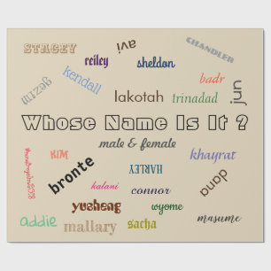 Papel de embalaje con nombres unisex por