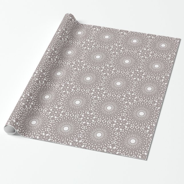 Papel de embalaje Crocheted del cordón - gris de (Desenrollado)