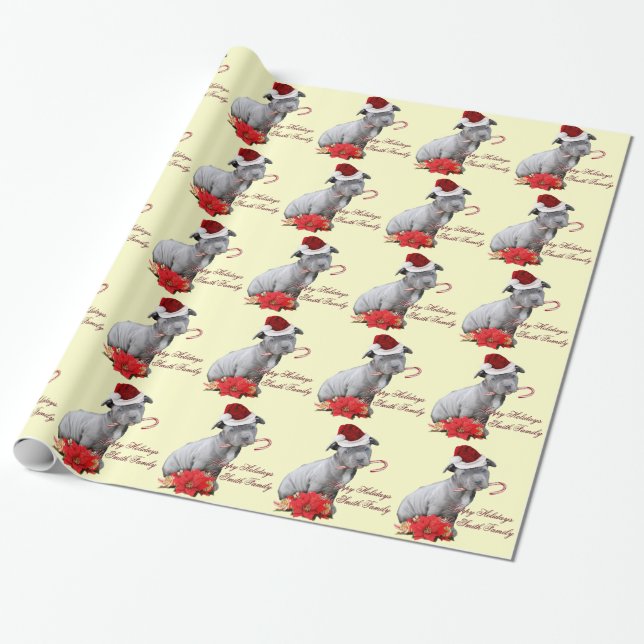 Papel de embalaje customizeable del pitbull del (Desenrollado)