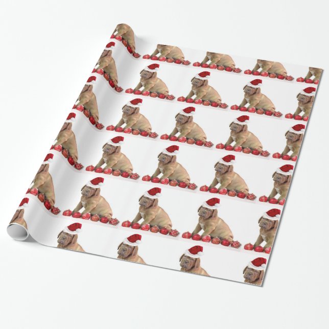 Papel de embalaje de Christmas Dogue de Bordeaux (Desenrollado)