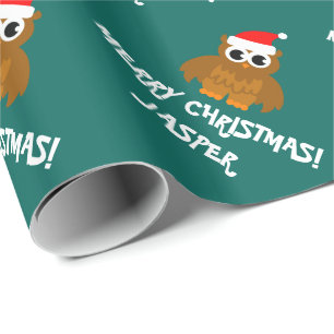 Papel de embalaje de encargo del búho de Santa del