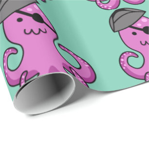 Papel de embalaje de encargo del pulpo del pirata