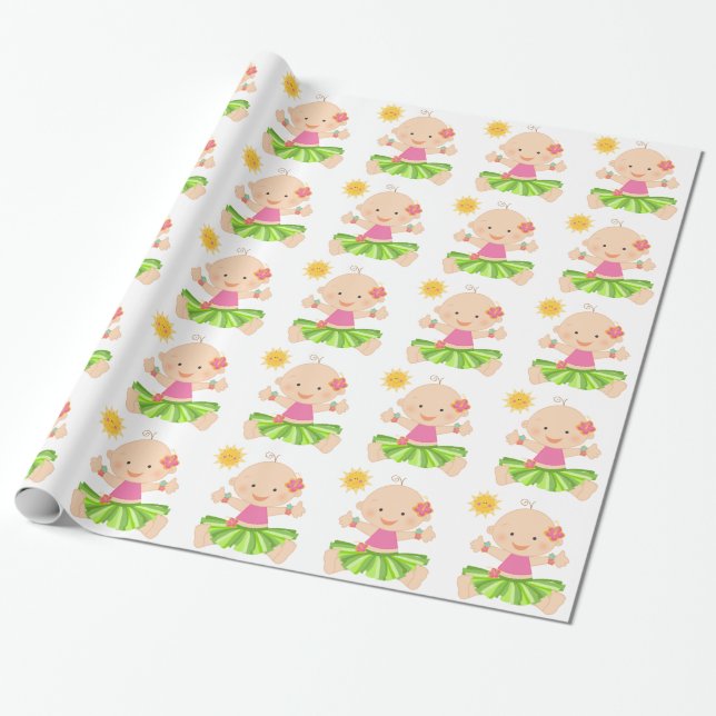 Papel de embalaje de Hula Luau Baby Shower (Desenrollado)