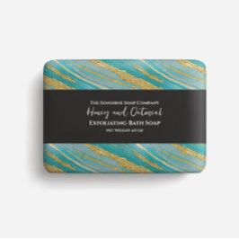 Papel de embalaje de jabón - turquesa y dorado fal