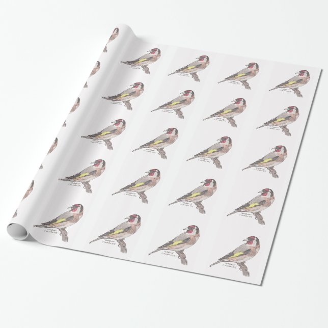 Papel de embalaje de la acuarela del Goldfinch (Desenrollado)