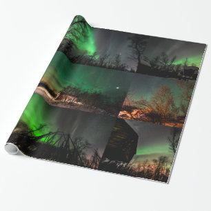 Papel de embalaje de la aurora boreal
