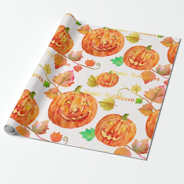 Papel de embalaje de la calabaza de Halloween de (Desenrollado)