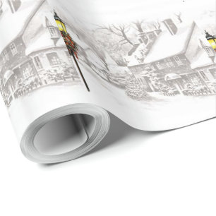 Papel de embalaje de la ciudad del navidad del
