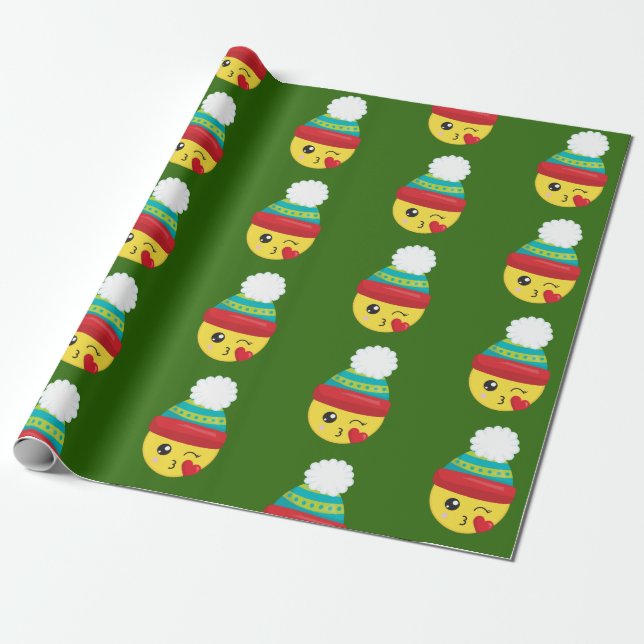 Papel de embalaje de la emoji del navidad de las (Desenrollado)