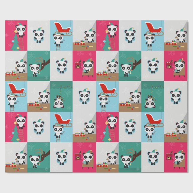 Papel de embalaje de la panda/del duende del día (Superficie plana)