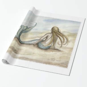 Papel de embalaje de la sirena de la playa de