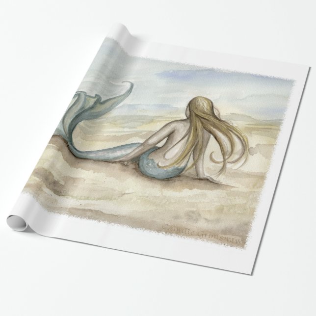 Papel de embalaje de la sirena de la playa de (Desenrollado)