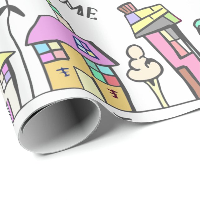 PAPEL DE EMBALAJE DE LAS CASAS DE CIUDAD PARA LOS (Esquina del rollo)