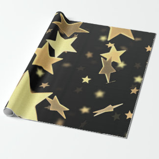 Papel de embalaje de las estrellas del oro